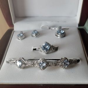 JC Penny Aquamarine Jewelry Set